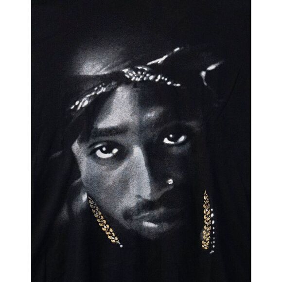 Vintage‎ Tupac Shakur Big Face Bling Necklace Hip Hop Rap T-Shirt 3XL - Picture 4 of 5
